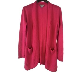 Kate & Mallory 100% Cashmere Womens Open Front Cardigan Long Sleeve Pink XL